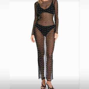 Pearl & Rhinestone Mesh Backless Dress (M)